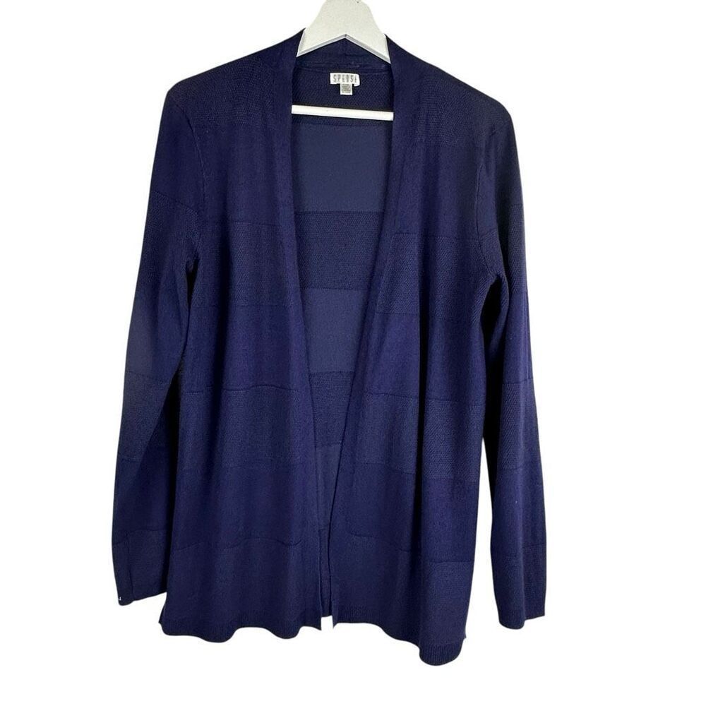 Spense Purple Cardigan size Large Textured Stripe